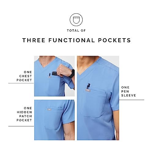 FIGS Leon Three-Pocket Scrub Top for Men - Ceil Blue, L - Image 5