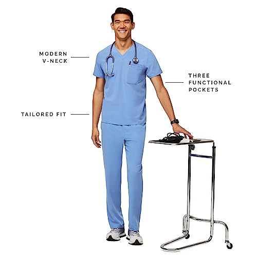 FIGS Leon Three-Pocket Scrub Top for Men - Ceil Blue, L - Image 2