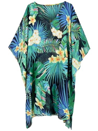 Moss Rose Caftan for Women Beach Cover up Swimsuit Kimono Cardigan with Bohemian Floral Print - Image 4