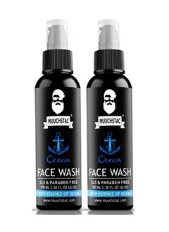 MUUCHSTAC Muuchstac Ocean Face Wash for Men | Fight Acne & Pimples, Brighten Skin, Clears Dirt, Oil Control, Refreshing Feel - Multi-Action Formula (2x100 ml)  - Image 1