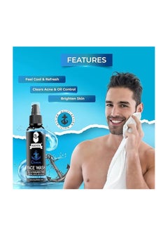 MUUCHSTAC Muuchstac Ocean Face Wash for Men | Fight Acne & Pimples, Brighten Skin, Clears Dirt, Oil Control, Refreshing Feel - Multi-Action Formula (2x100 ml)  - Image 2