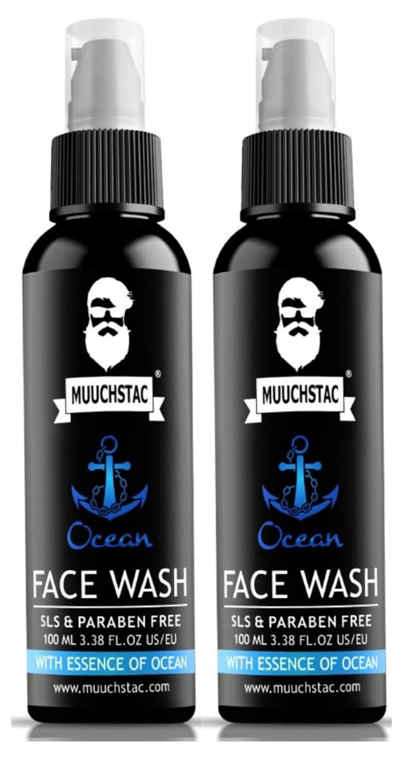 Muuchstac Ocean Face Wash for Men | Fight Acne & Pimples, Brighten Skin, Clears Dirt, Oil Control, Refreshing Feel - Multi-Action Formula (2x100 ml) - Image 1