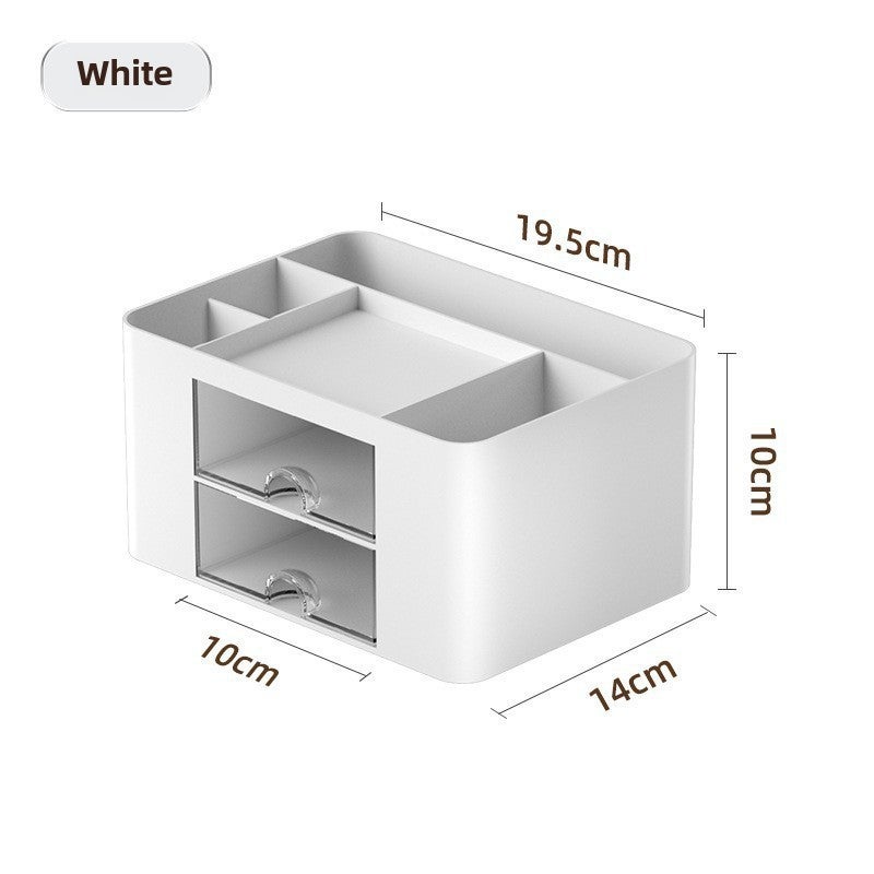 Stationery Storage Box: 7/2-compartment, Snow Mountain White, Large Capacity - Cute Aesthetic, Multi-functional, Durable Plastic - for Little Girls, Primary School Students, Desk, Classroom - Image 1