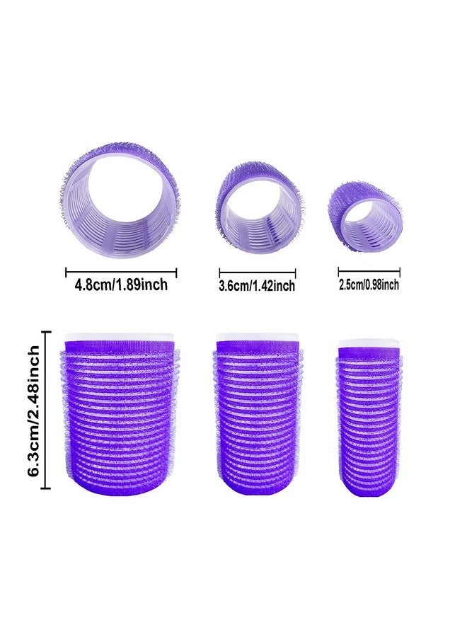 AiOiKi Hair Curlers Rollers Set 30Pcs 3 Sizes Self Grip Holding Hair Rollers Curlers For Long Medium Short Thick Fine Thin Hair Bangs Volume (Purple) - Image 3