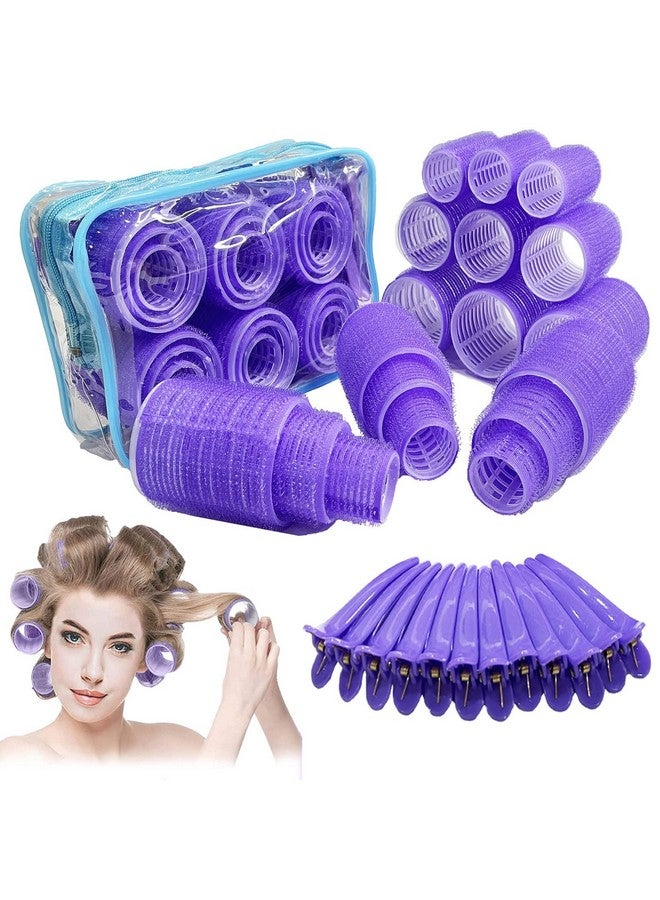 AiOiKi Hair Curlers Rollers Set 30Pcs 3 Sizes Self Grip Holding Hair Rollers Curlers For Long Medium Short Thick Fine Thin Hair Bangs Volume (Purple) - Image 2