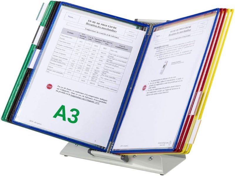Tarifold Desktop Reference System  10 DoubleSided Pockets  A3 Size  Assorted Colors 20 Sheet Capacity D291A3 - Image 1