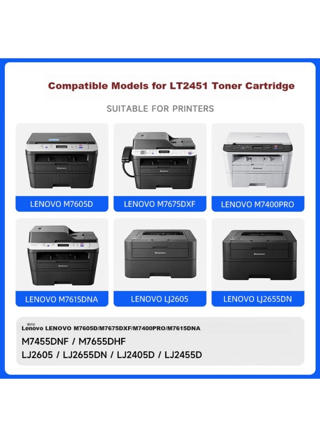 Compatible Lenovo Lt2451 Toner Cartridge For M7605d M7675dxf M7400pro M7615dna Lj2605 Lj2655dn M7455dnf 7655 Printer