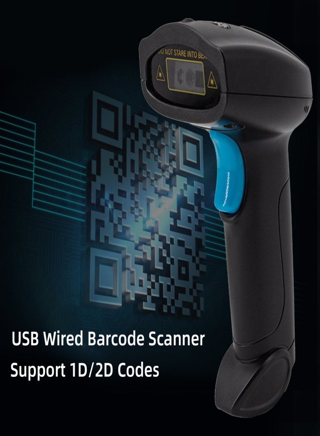 1D/2D Barcode Scanner Handheld USB Wired Bar Code Reader Manual Trigger/Auto Continuous Scanning Support Paper Code Compatible with Windows Android Mac for Supermarket Retail Store Library Logistics - Image 3