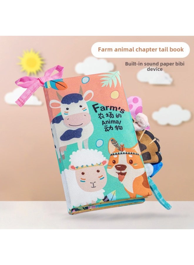Baby's Cloth Book Baby's Early Education Can't Tear Rip Bite Toy Three-dimensional Early Education 6 Months Infant's Educational Book-Color:Farm Tail (1 Story Book)  - Image 1