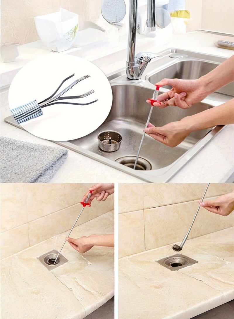 Beauenty 6-in-1 Drain Clog Remover Tool, Drain Cleaner Hair Clog Remover, Shower Drain Clog Remover Tool, Sink Snake, Drain Hair Remover For Shower Kitchen Sink Bath Tub Bathroom, Bathroom Accessories - Image 4
