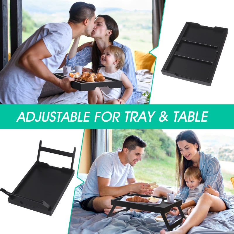 Artmeer Bed Tray Table with Folding Legs,Bamboo Breakfast in Bed for TV Table, Laptop Computer Tray,Eating,Snack Tray(Black) - Image 5