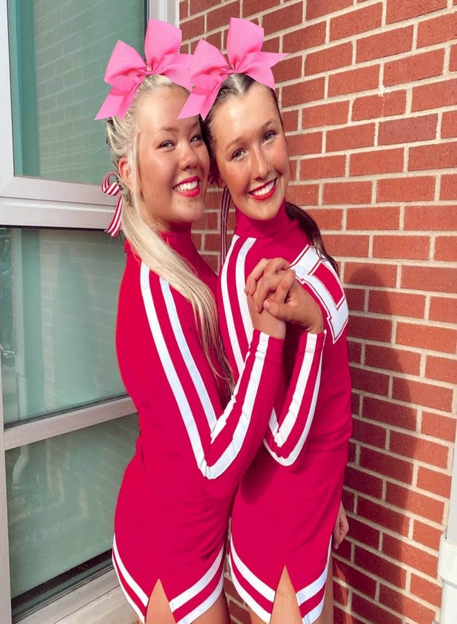 NCMAMA Baby Girls Large Breast Cancer Awareness Cheer Bow Solid Hot Pink Ribbon Hair Tie Ponytail Holder 10Pcs - Image 5