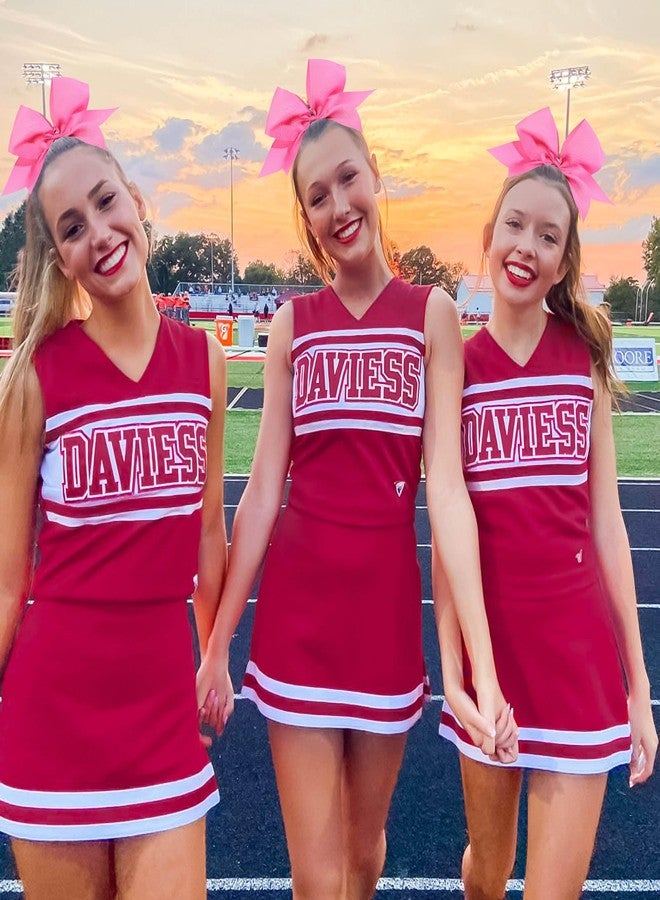 NCMAMA Baby Girls Large Breast Cancer Awareness Cheer Bow Solid Hot Pink Ribbon Hair Tie Ponytail Holder 10Pcs - Image 4