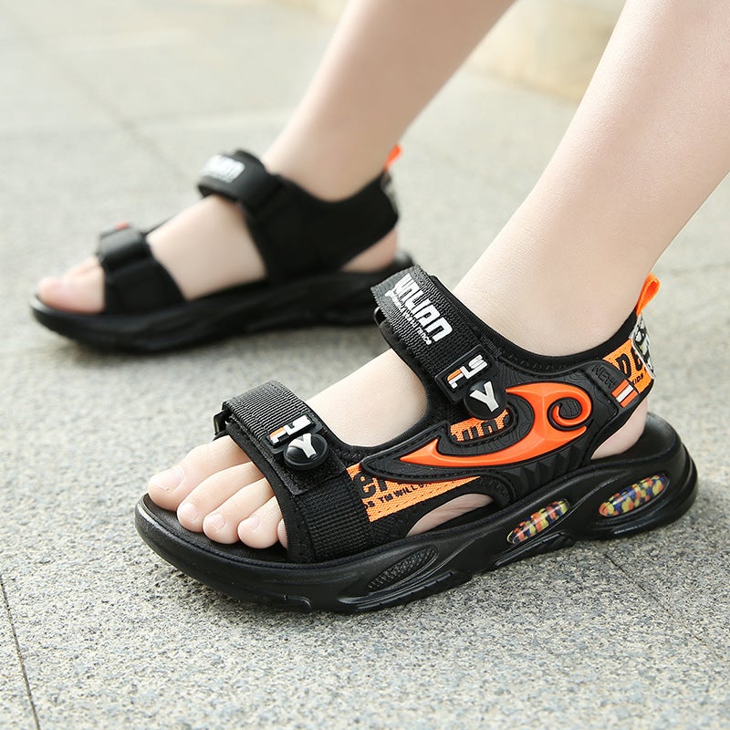 Boys' Sandals 8-12 Years Old 2024 Non-Slip Velcro Kidsren'S Beach Shoes Boys Middle And Large Kidsren - Image 5