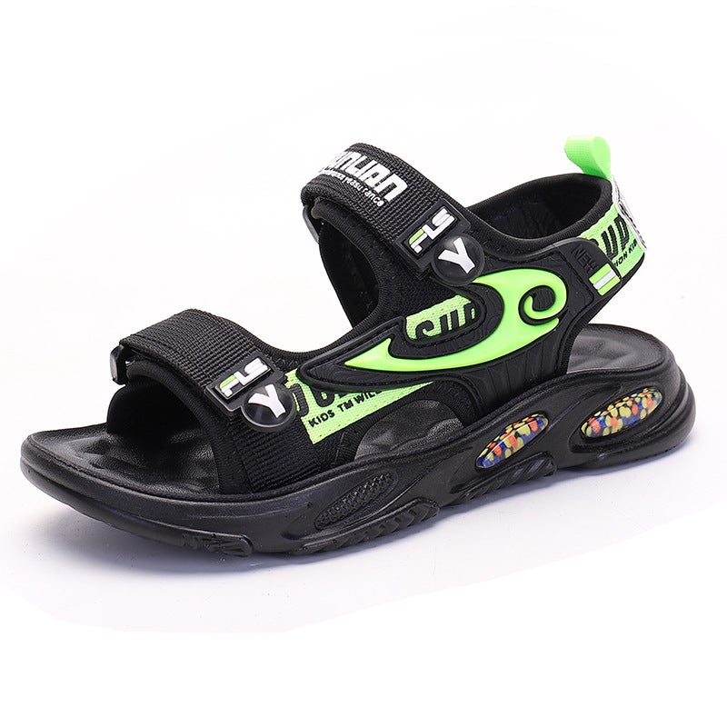 Boys' Sandals 8-12 Years Old 2024 Non-Slip Velcro Kidsren'S Beach Shoes Boys Middle And Large Kidsren - Image 1