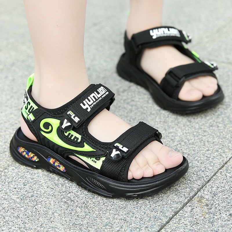 Boys' Sandals 8-12 Years Old 2024 Non-Slip Velcro Kidsren'S Beach Shoes Boys Middle And Large Kidsren - Image 4