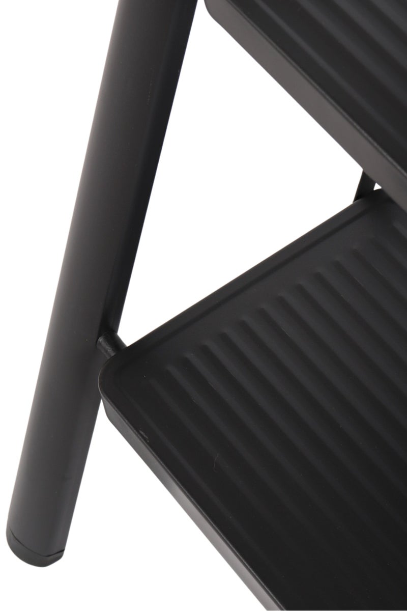 HOMEVEO Folding metal ladder with wide, non-slip steps (4 steps) - safe and sturdy design for easy access to high places.  - Image 2