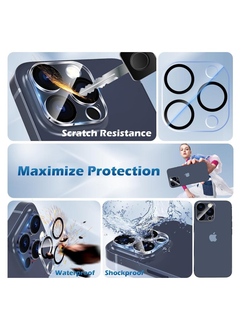 Generic - [3 Pack] Camera Lens Protector for iPhone 15 Pro - iPhone 15 Pro Max, 9H Tempered Glass Built-in 3 Night Circle [Not Affect Night Shots], Anti-Scratch, Case Friendly, Clear+3 Black Circles - Image 1