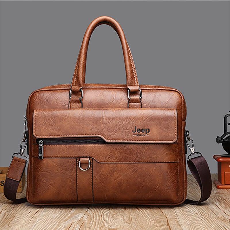 Classic Business Meeting Bidding Handbag South Korea Tote Shoulder Messenger Bag Commuter Briefcase Logo - Image 1