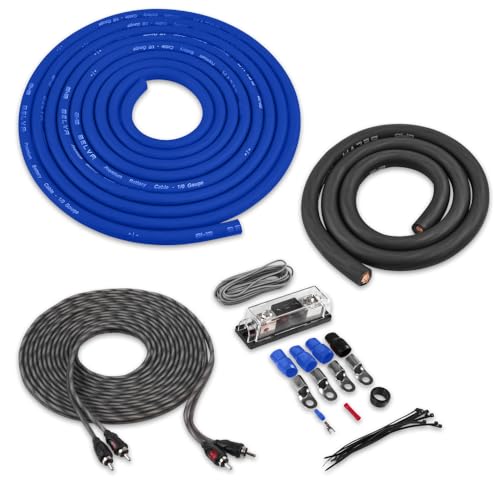 Belva True 1/0 Gauge AWG Premium CCA Complete Amplifier Wiring Kit with OFC 2-Channel RCA Cable - BAK02BL Blue - Image 1