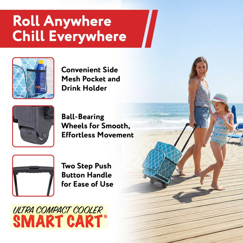 dbest products Ultra Compact Cooler Smart Cart, Moroccan Tile Insulated Collapsible Rolling Tailgate BBQ Beach Summer - Image 5