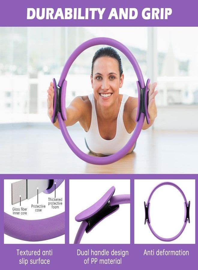 Yonderfume Pilates Essentials Kit for Women, 14 Pcs Home Workout Equipment with Pilates Circle Ball Ring Set Resistance Bands and Anti Slip Sock, Yoga Pilate Essentials Accessories(Color:Purple) - Image 3