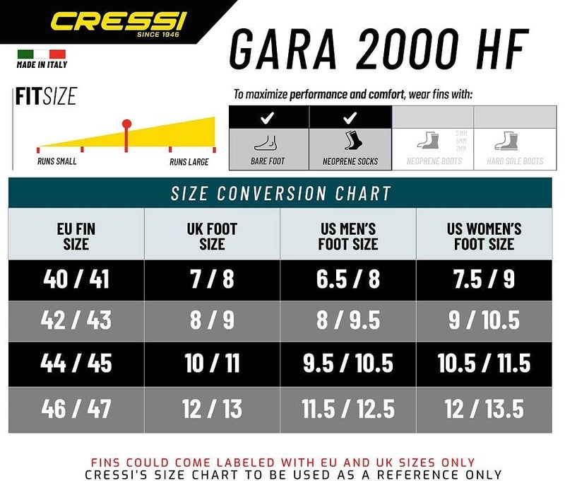 Cressi Gara 2000 HF Long Full Foot Fins - Image 5