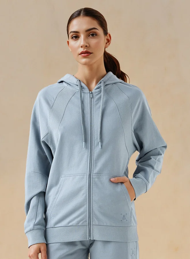 ADOT by Splash Panelled Zip Through Hooded Jacket