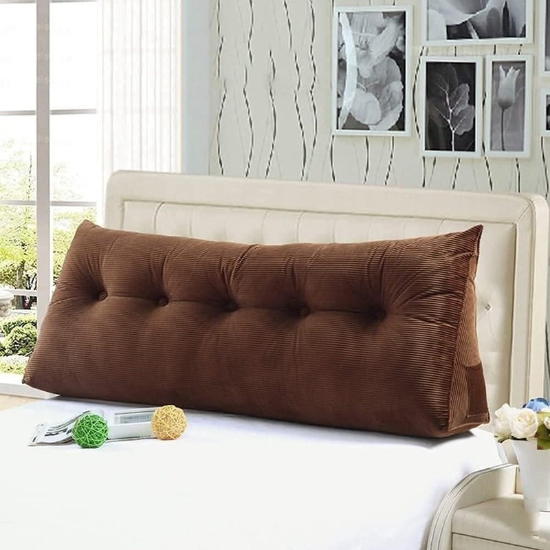 INDIDECOR INDIDECOR 803050 Headboard Pillow Reading PillowDouble Head Triangular Pillow Sofa Back Soft Pack Bed Large Protection Waist Color Brown Size 1802150cm - Image 1