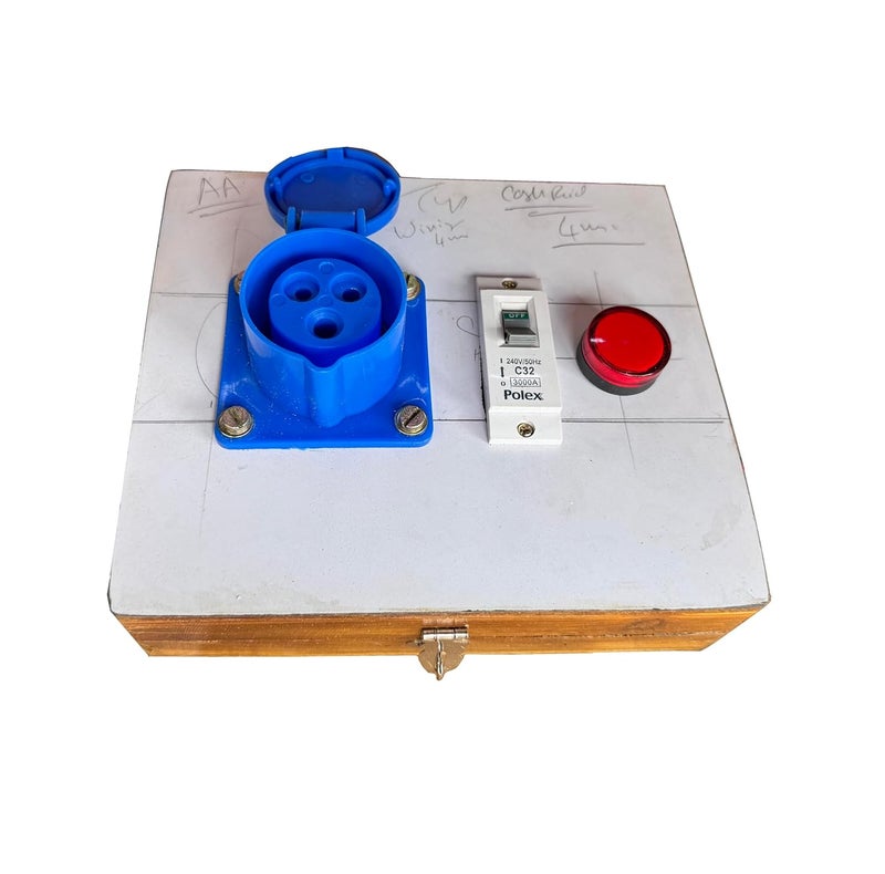 HIKEN Wooden Electric Extension Board with Female Industrial Socket MCB and Holder with Complete Wire 6 Meter Wire - Image 1