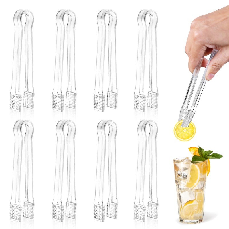 Ninsula 8 PCS Plastic Serving Tongs, 6.3 Inches Disposable Clear Tongs, Kitchen Small Serving Utensil Tongs for Party Catering Buffet Bakery Salad Cookies Ice - Image 1
