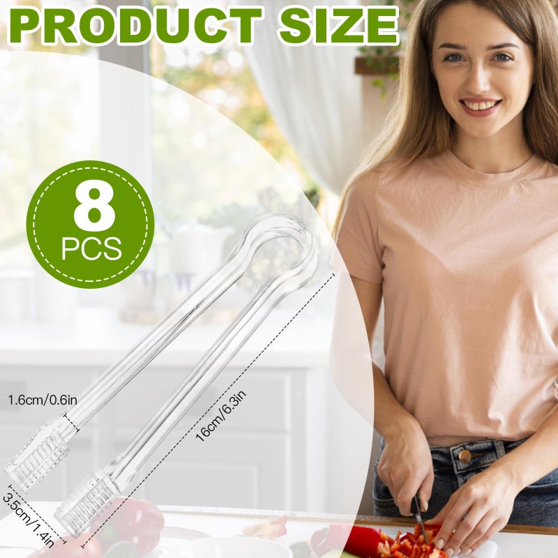 Ninsula 8 PCS Plastic Serving Tongs, 6.3 Inches Disposable Clear Tongs, Kitchen Small Serving Utensil Tongs for Party Catering Buffet Bakery Salad Cookies Ice - Image 2