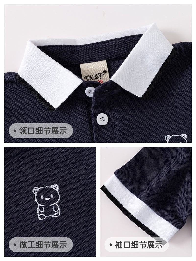 Children'S Short-Sleeved T-Shirt 2026 New Style Boys' Polo Shirt Baby Half-Sleeved Embroidered Top Trendy Korean Style Kidsren'S Clothing - Image 5