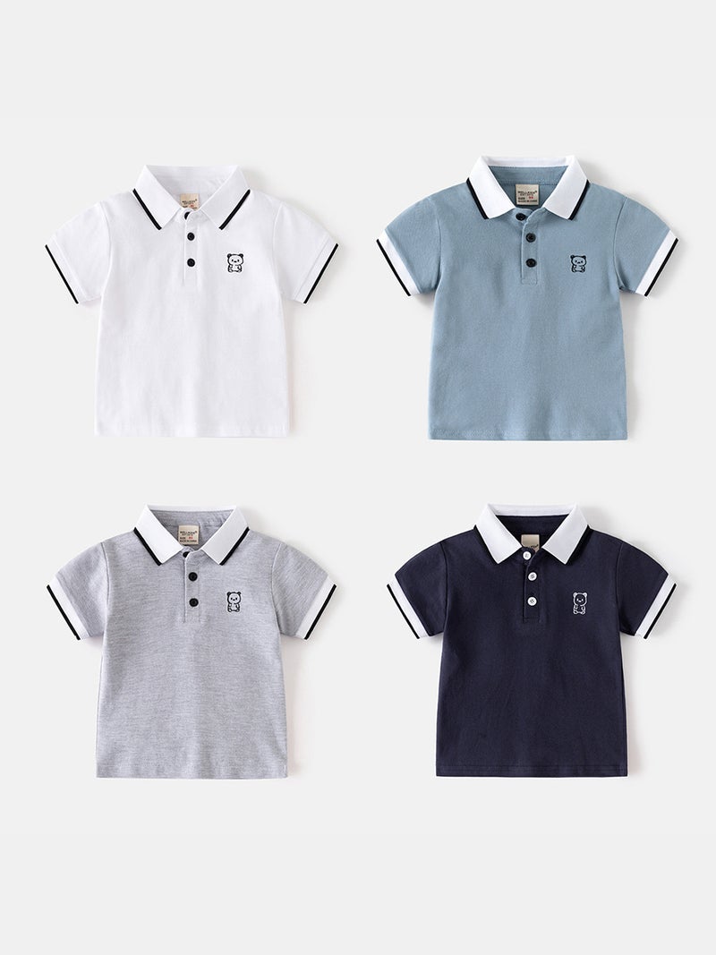 Children'S Short-Sleeved T-Shirt 2026 New Style Boys' Polo Shirt Baby Half-Sleeved Embroidered Top Trendy Korean Style Kidsren'S Clothing - Image 2