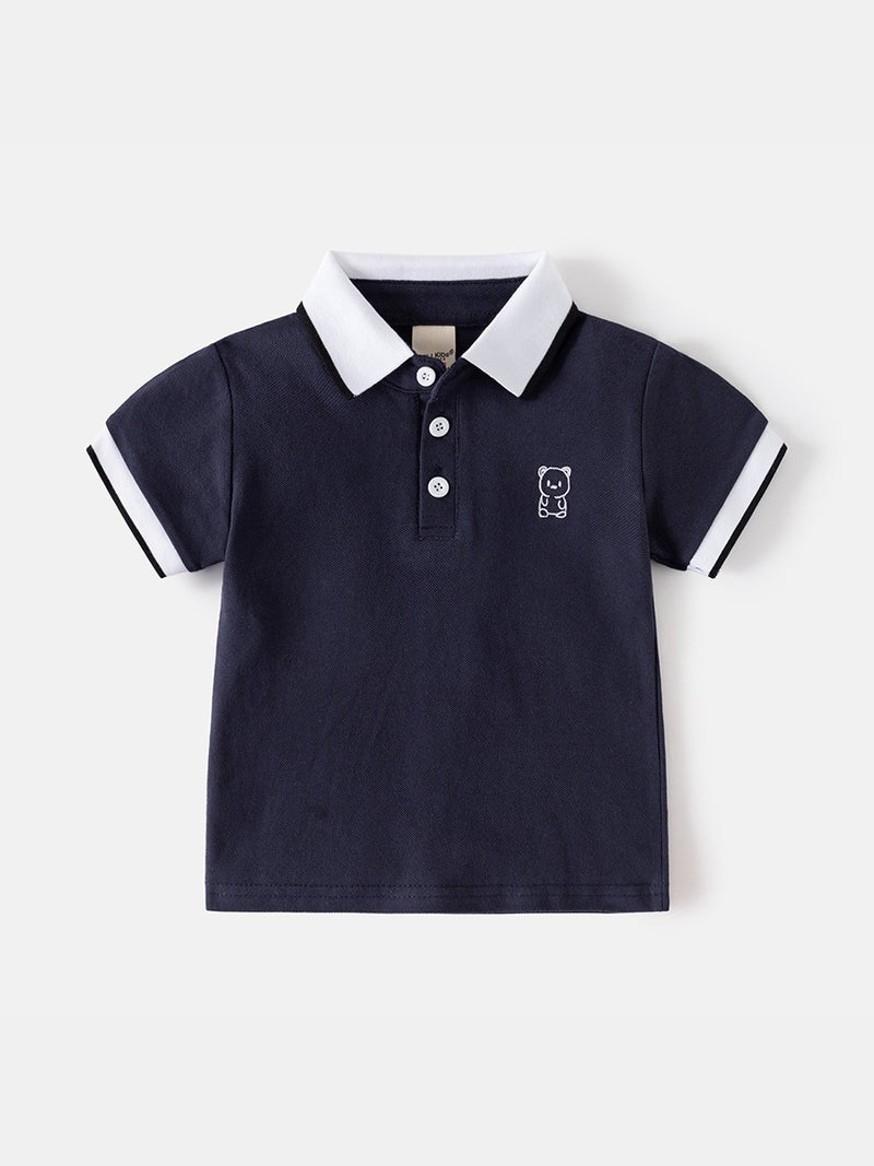 Children'S Short-Sleeved T-Shirt 2026 New Style Boys' Polo Shirt Baby Half-Sleeved Embroidered Top Trendy Korean Style Kidsren'S Clothing - Image 4