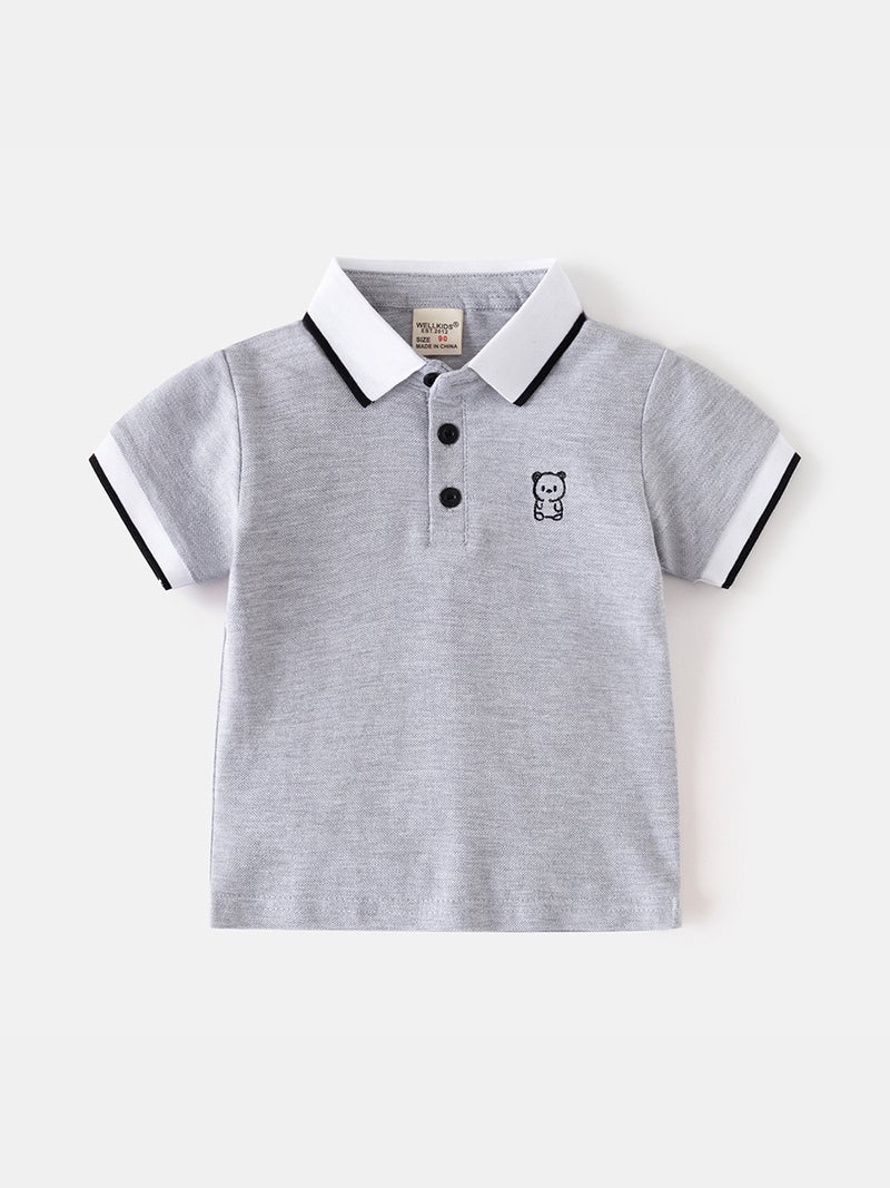 Children'S Short-Sleeved T-Shirt 2026 New Style Boys' Polo Shirt Baby Half-Sleeved Embroidered Top Trendy Korean Style Kidsren'S Clothing - Image 3