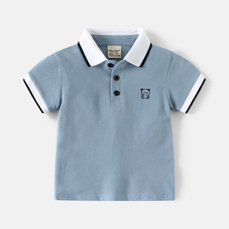 Children'S Short-Sleeved T-Shirt 2026 New Style Boys' Polo Shirt Baby Half-Sleeved Embroidered Top Trendy Korean Style Kidsren'S Clothing - Image 1