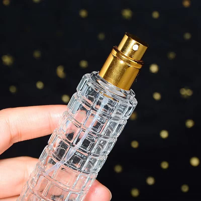Enslz Glass Empty Bottle Refillable Perfume Atomizer Spray Bottle 1 Ounce, Travel Cologne Bottle Portable (Gold) - Image 4