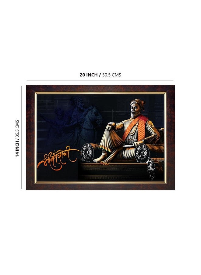 Dharvika Innovations Dharvika Innovations chatrapati shivaji maharaj photo frame painting big size vinyl sparkle coated home decorative gift item with synthetic photo frame (14×20 Inch) - 6736 - Image 2