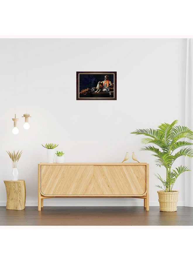 Dharvika Innovations Dharvika Innovations chatrapati shivaji maharaj photo frame painting big size vinyl sparkle coated home decorative gift item with synthetic photo frame (14×20 Inch) - 6736 - Image 3