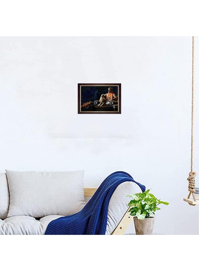 Dharvika Innovations Dharvika Innovations chatrapati shivaji maharaj photo frame painting big size vinyl sparkle coated home decorative gift item with synthetic photo frame (14×20 Inch) - 6736 - Image 5
