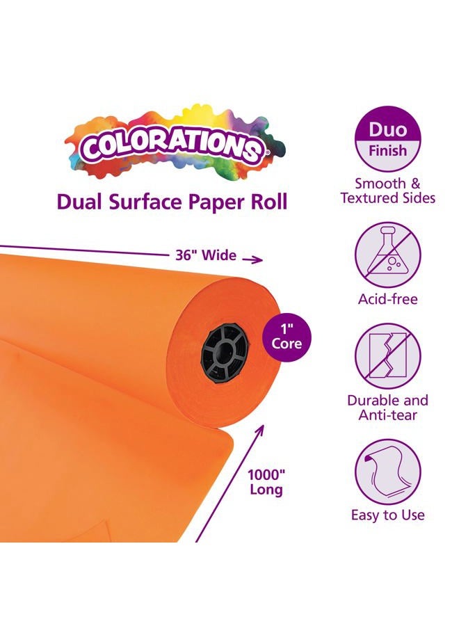 Colorations Dual Surface Paper Roll, Orange, 36” by 1,000'–Smooth Side for Markers, Finger Painting, Drawing–TexturedSide for Tempera, Watercolor, Acrylic Paints –Great for Classroom Projects - Image 2