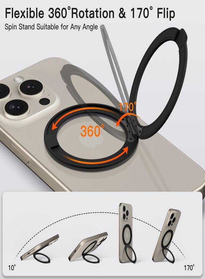 COOLQO 1Pc 360 Spin Cell Grip Ring Phone Stand [Upgrade Gear Hinge Stress Anxiety Relief] Magnetic Holders for Your car Accessories Desk Mount Compatible with iPhone All Smartphones, Black - Image 3