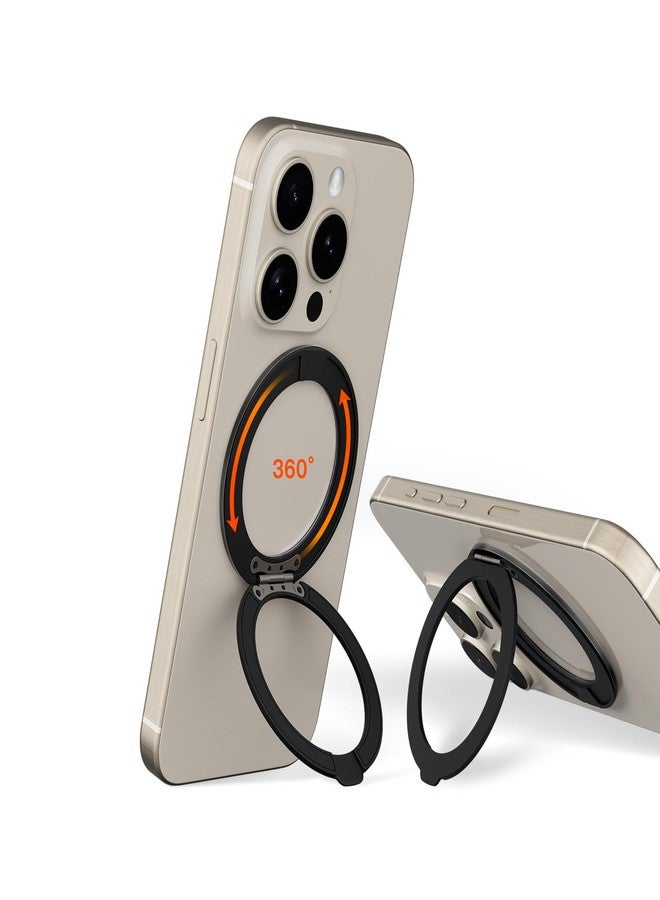COOLQO 1Pc 360 Spin Cell Grip Ring Phone Stand [Upgrade Gear Hinge Stress Anxiety Relief] Magnetic Holders for Your car Accessories Desk Mount Compatible with iPhone All Smartphones, Black - Image 1