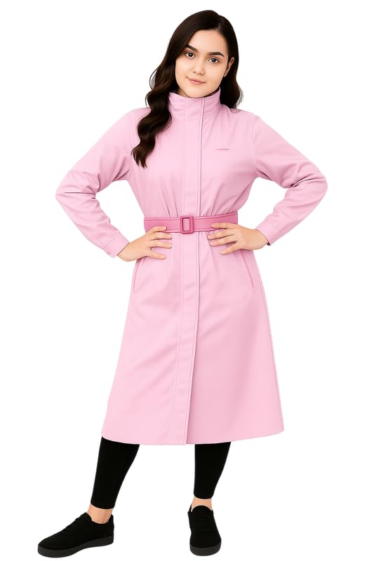 Krystle Women's Full-Length Raincoat with Adjustable Belt - Waterproof, Lightweight, and Stylish (Pink,XLarge) - Image 2