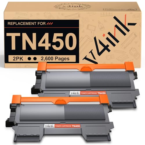 v4ink Compatible TN450 Toner Cartridge Replacement for Brother TN450 TN420 Toner Cartridge High Yield Use for HL-2240d HL-2270dw HL-2280dw MFC-7360n MFC-7860dw IntelliFax 2840 2940 Printer 2 Packs - Image 1