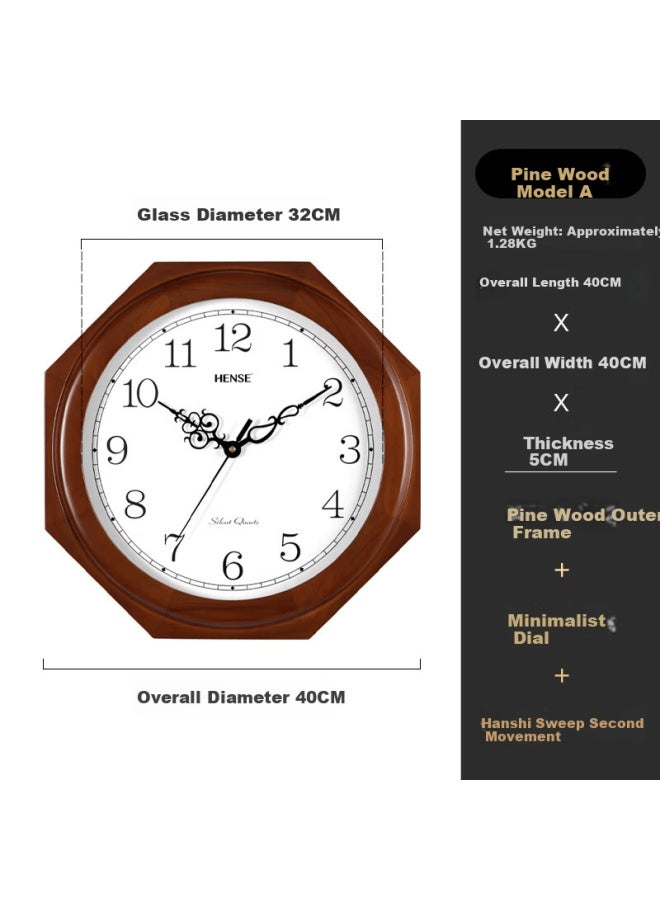 Hense Chinese Style Solid Wood Living Room Wall Clock Vintage Decorative Creative Bagua Quartz Clock 40cm Hw85a - Image 2
