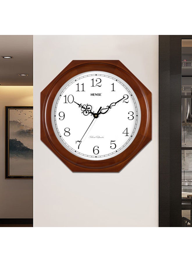 Hense Chinese Style Solid Wood Living Room Wall Clock Vintage Decorative Creative Bagua Quartz Clock 40cm Hw85a - Image 1