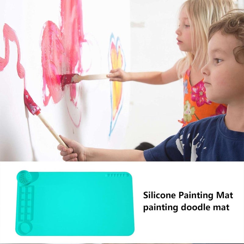 windforgecraft Silicone Painting Mat | Silicone Mats for Crafts - Painting Mat for Craft, Nonstick Silicone Sheet with Cleaning Tank & Brush Holder for Paint Art Creations and - Image 2