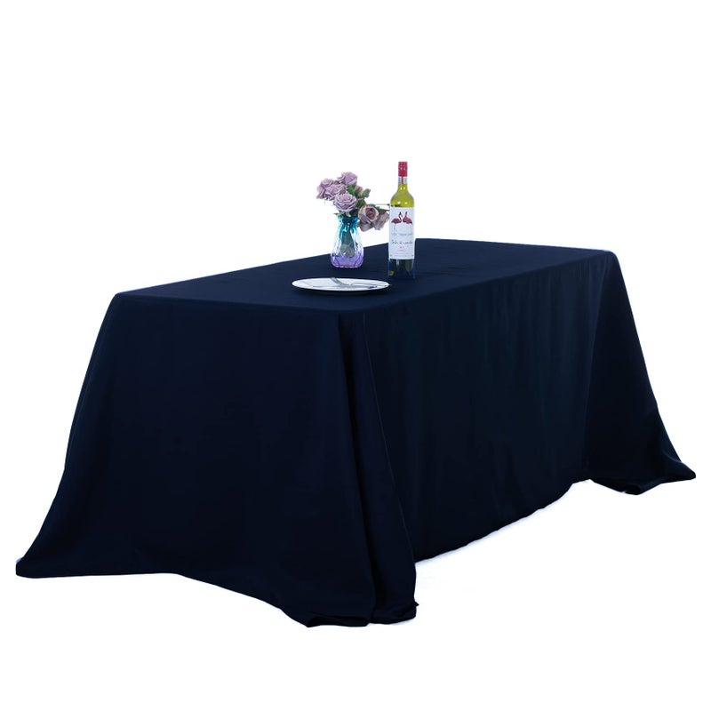 Ascoza 2pack 90x156 Inch Navy Rectangular Tablecloth 8 Feet Table Cloth in Polyester Fabric for WeddingBanquetRestaurantParties